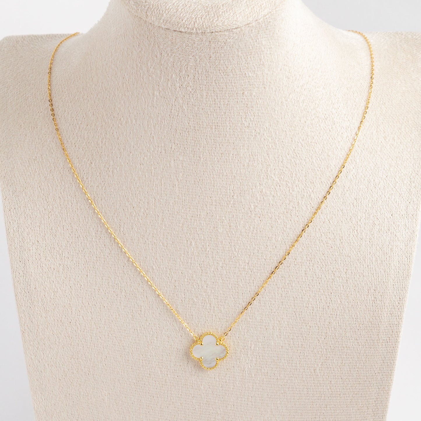 925 sterling silver shell clover dainty initials necklace