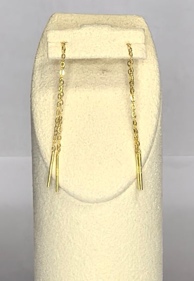 Minimalist Threader Earrings – Gold Chain with Bar Drops