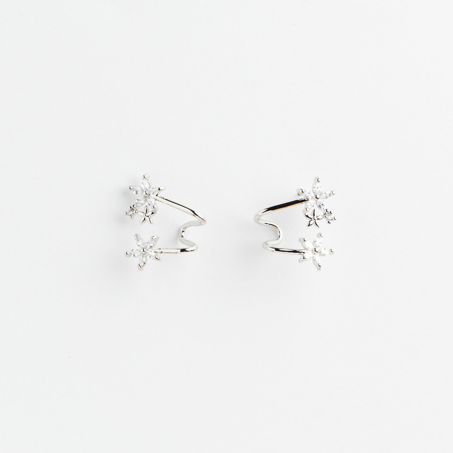 Silver Plated Star Shaped Ear Cuffs