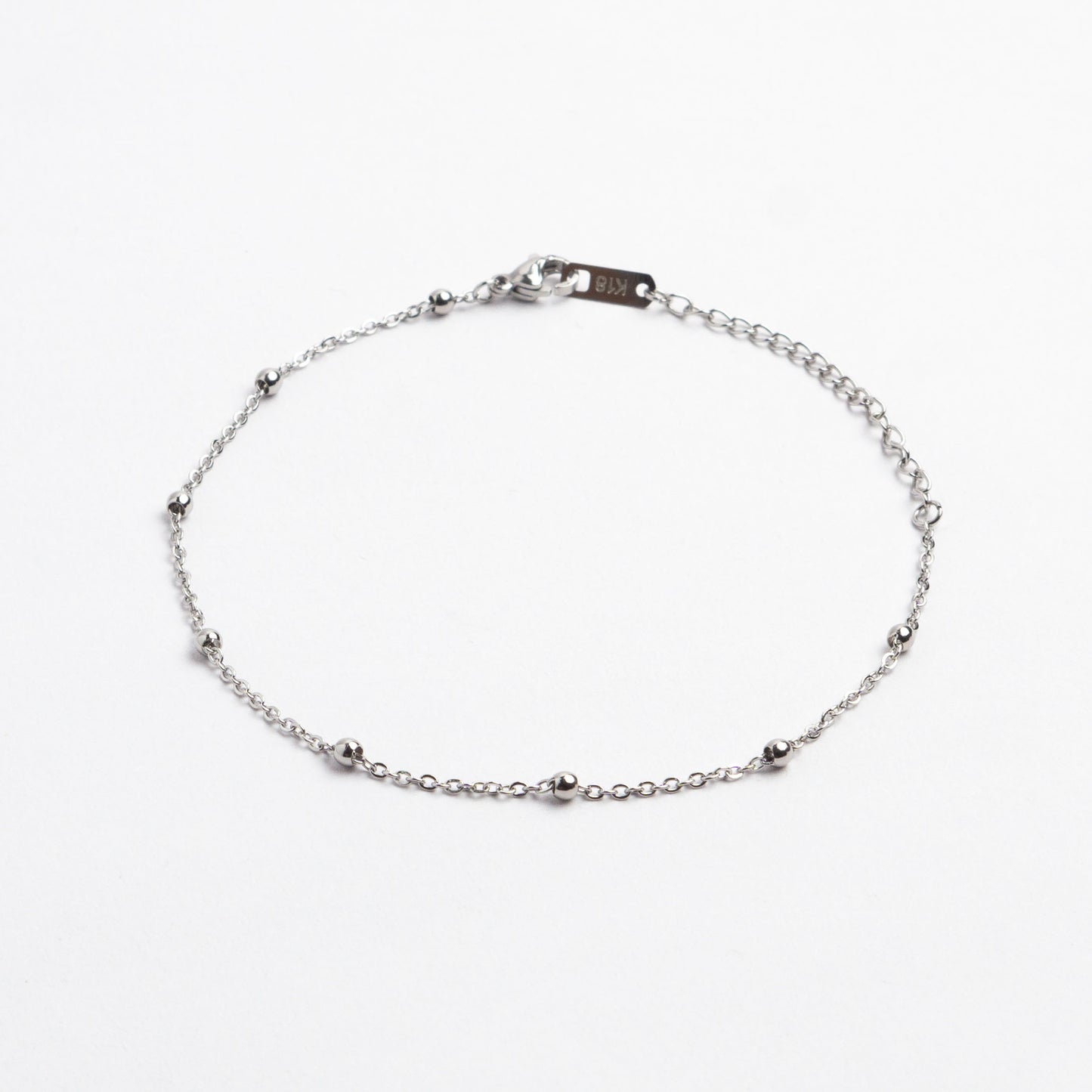 Small Beads Anklet - Silver