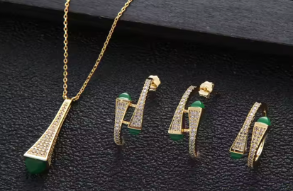 3 pcs High End Cubic Zircon Waterdrop Jewelry Set