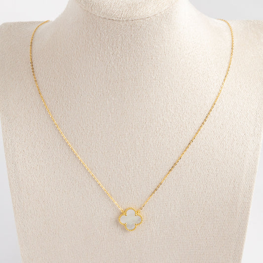 925 sterling silver shell clover dainty initials necklace