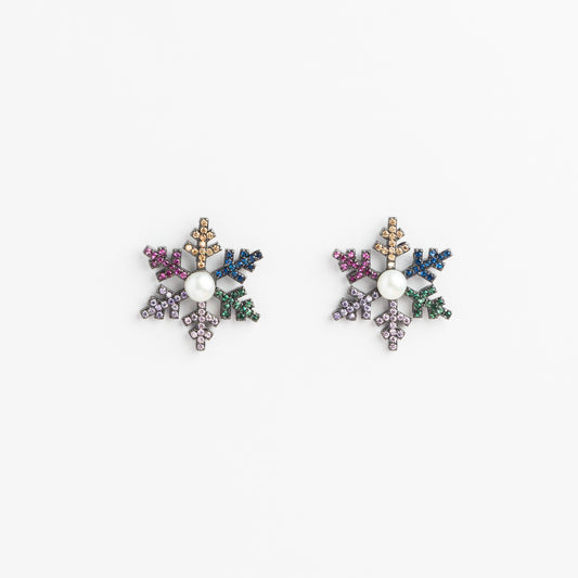 Black S925 Snowflakes Earring