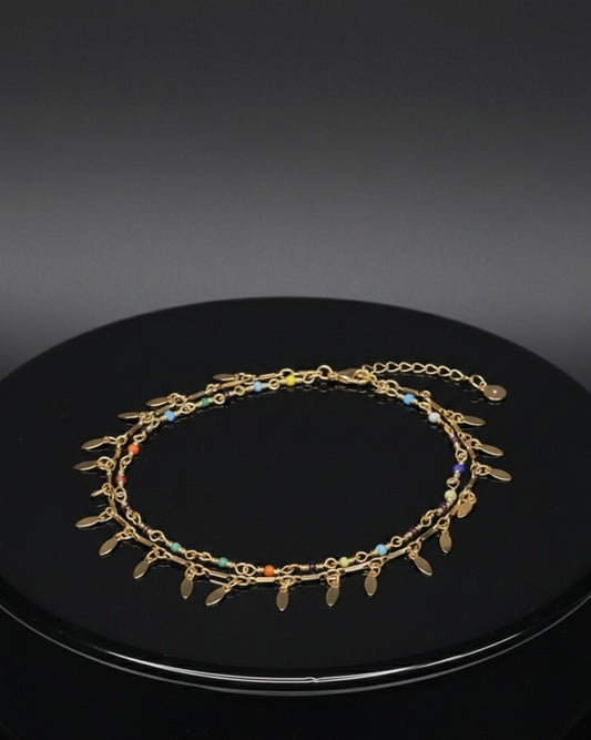 Brass Heart Bohemia Multi-Layer Chain Anklet