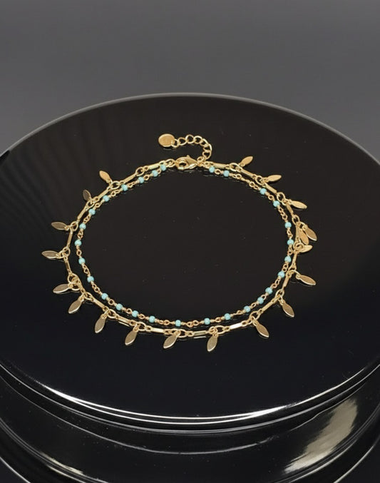 Brass Heart Bohemia Multi-Layer Chain Anklet