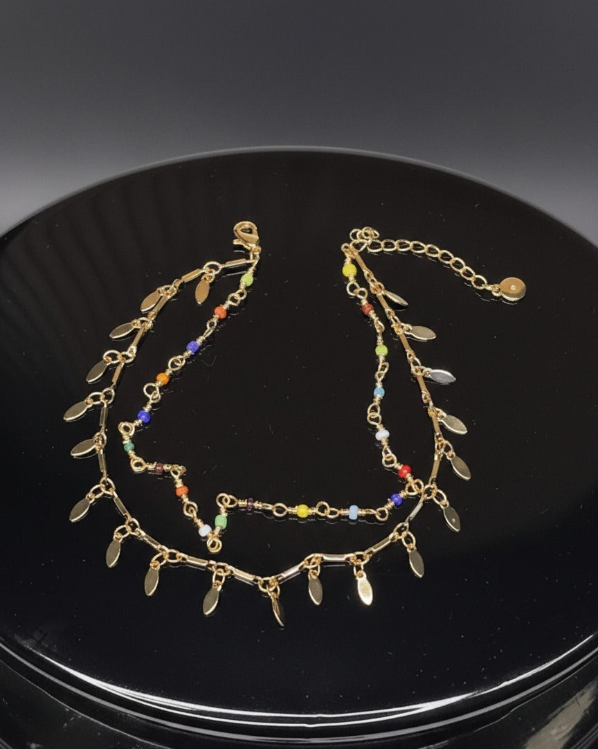 Brass Heart Bohemia Multi-Layer Chain Anklet