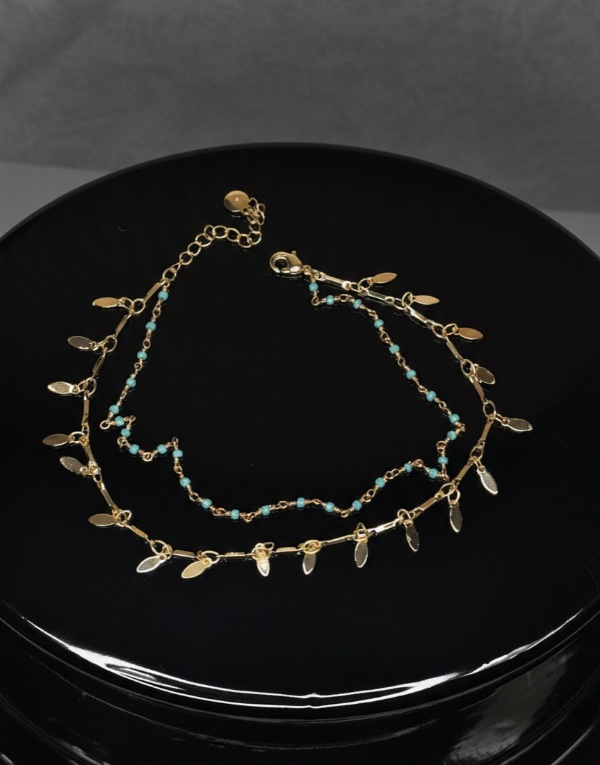 Brass Heart Bohemia Multi-Layer Chain Anklet