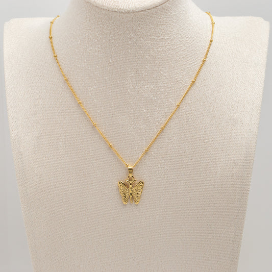 Butterfly Gold Plated Necklace - Small Size