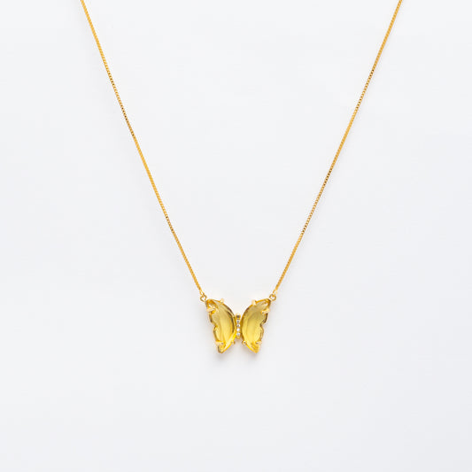 Butterfly Yellow Crystal Necklace