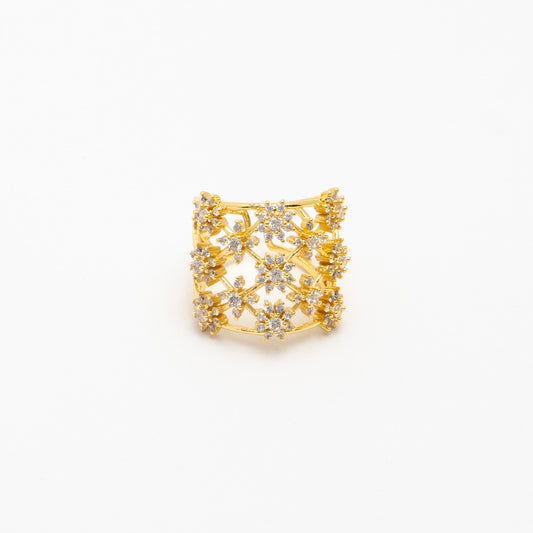 Cubic Zirconia Flower Adjustable Ring