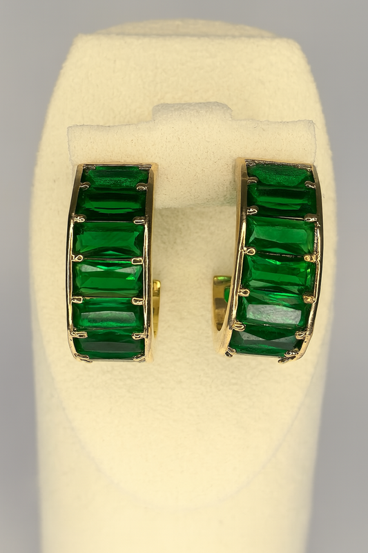 Emerald Illusion Gold Hoop Earrings