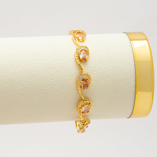 Geometric Cubic Zirconia Gold Plated Link Bracelet