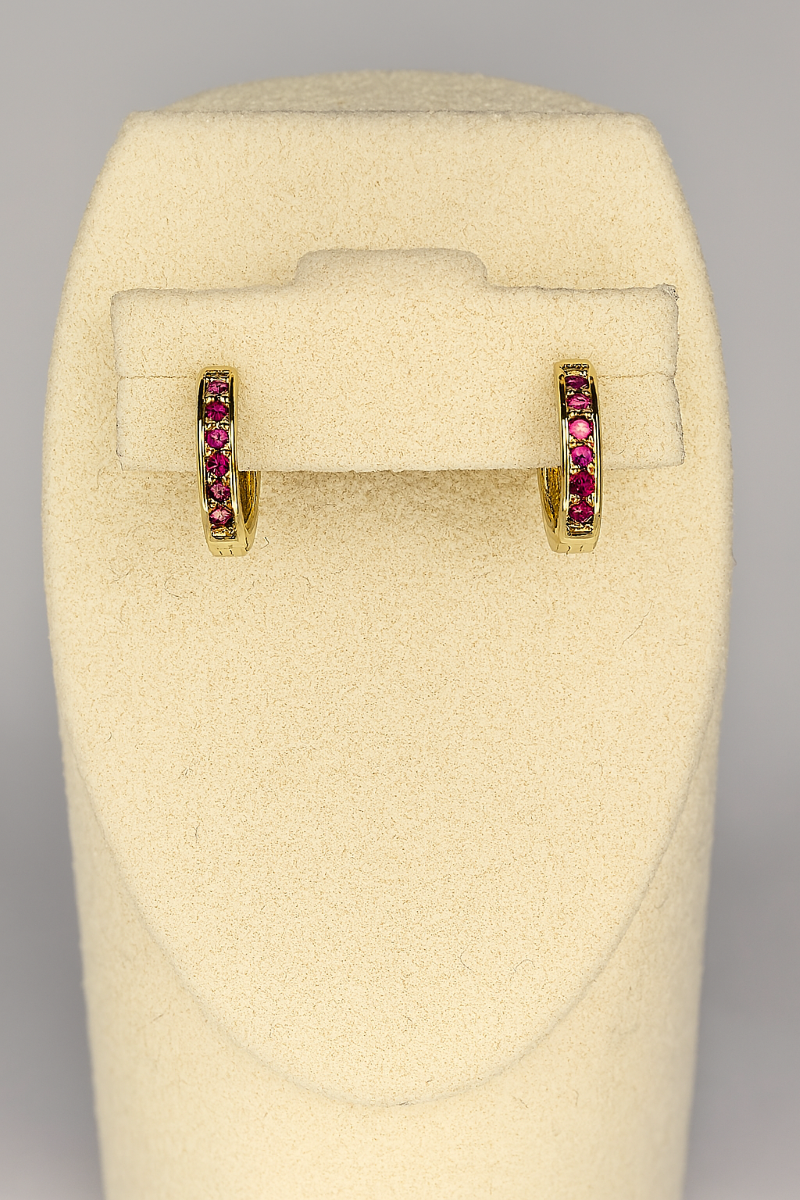 Mini Ruby Spark Huggie Earrings