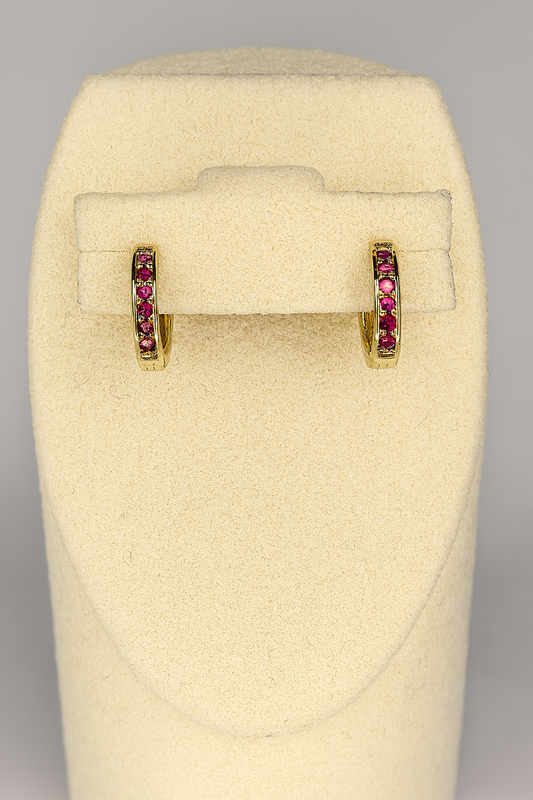 Mini Ruby Spark Huggie Earrings