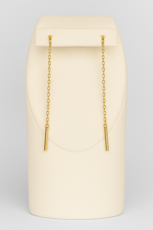 Minimalist Threader Earrings – Gold Chain with Bar Drops