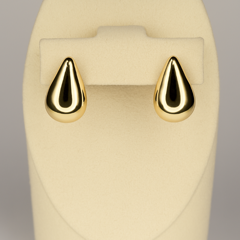Polished Teardrop Stud Earrings – Gold-Tone