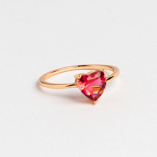 Red Crystal Heart Ring