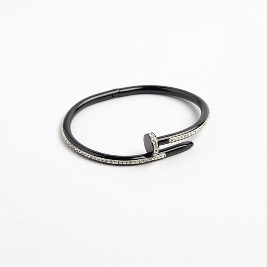 Rhinestone Nail Bracelet - Black