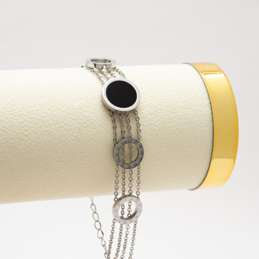 Round Link Chain Belt Bracelet - Silver