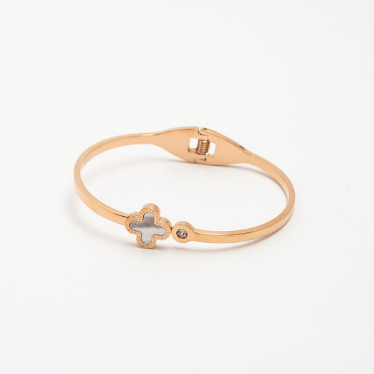 Silver Clover Leaf Bangle
