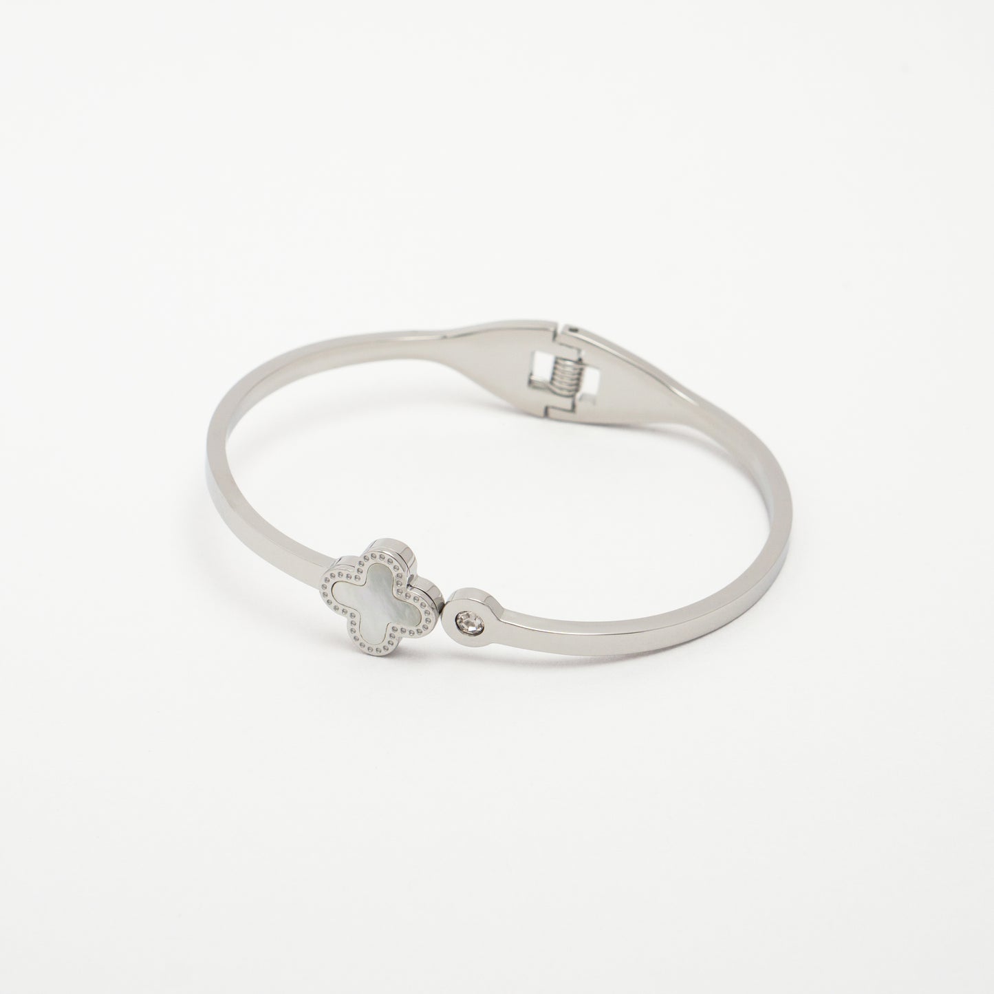 Silver Clover Leaf Bangle
