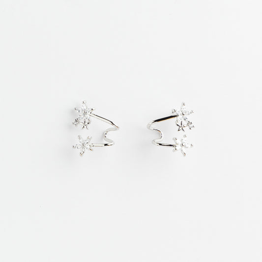 Silver Plated Star Shaped Ear Cuffs
