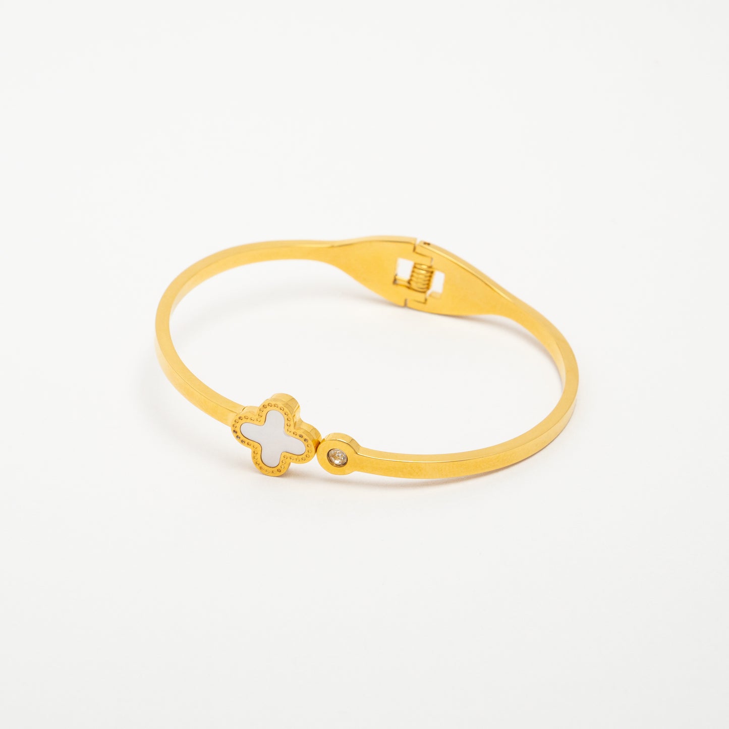 Silver Clover Leaf Bangle