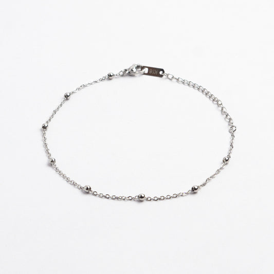 Small Beads Anklet - Silver