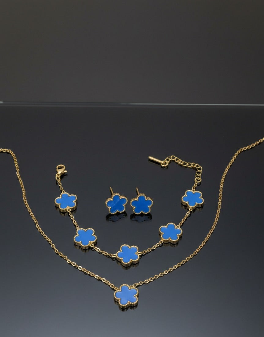 Stainless Steel Acrylic Minimalist Flower Earring Bracelet And Necklace Set