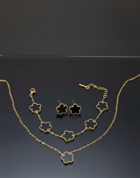 Stainless Steel Acrylic Minimalist Flower Earring Bracelet And Necklace Set