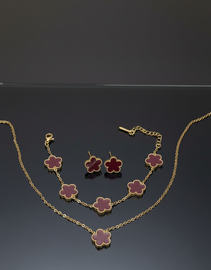 Stainless Steel Acrylic Minimalist Flower Earring Bracelet And Necklace Set