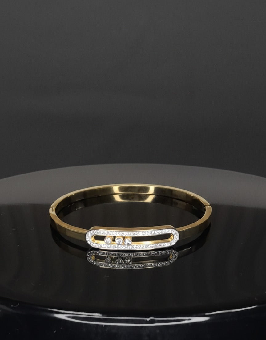 Titanium Cubic Zirconia Geometric Minimalist Band Bangle