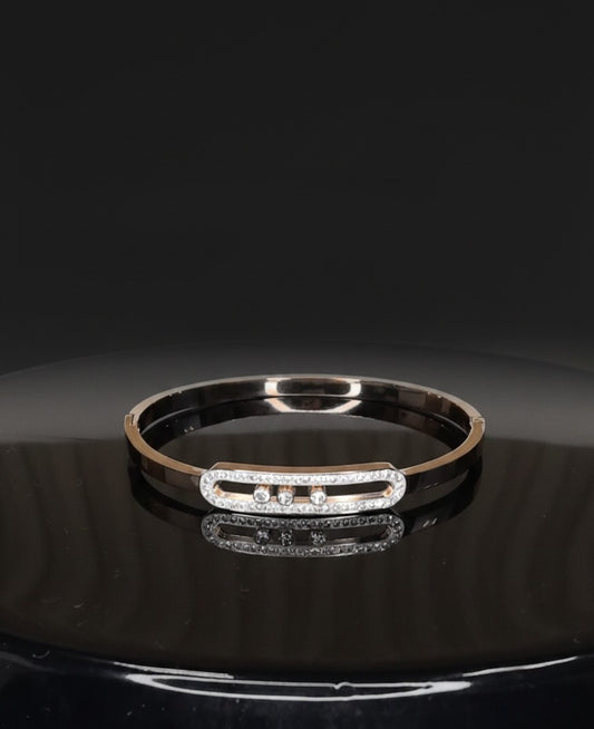 Titanium Cubic Zirconia Geometric Minimalist Band Bangle