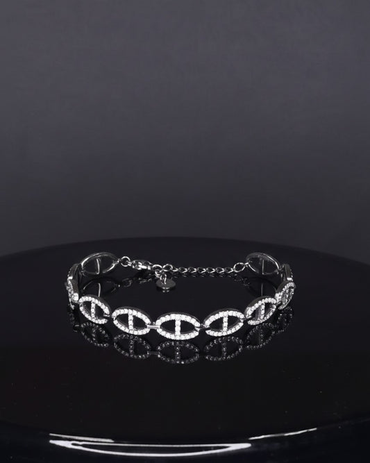 Titanium Steel Cubic Zirconia Geometric Minimalist Link Bracelet(Steel Bracelet)