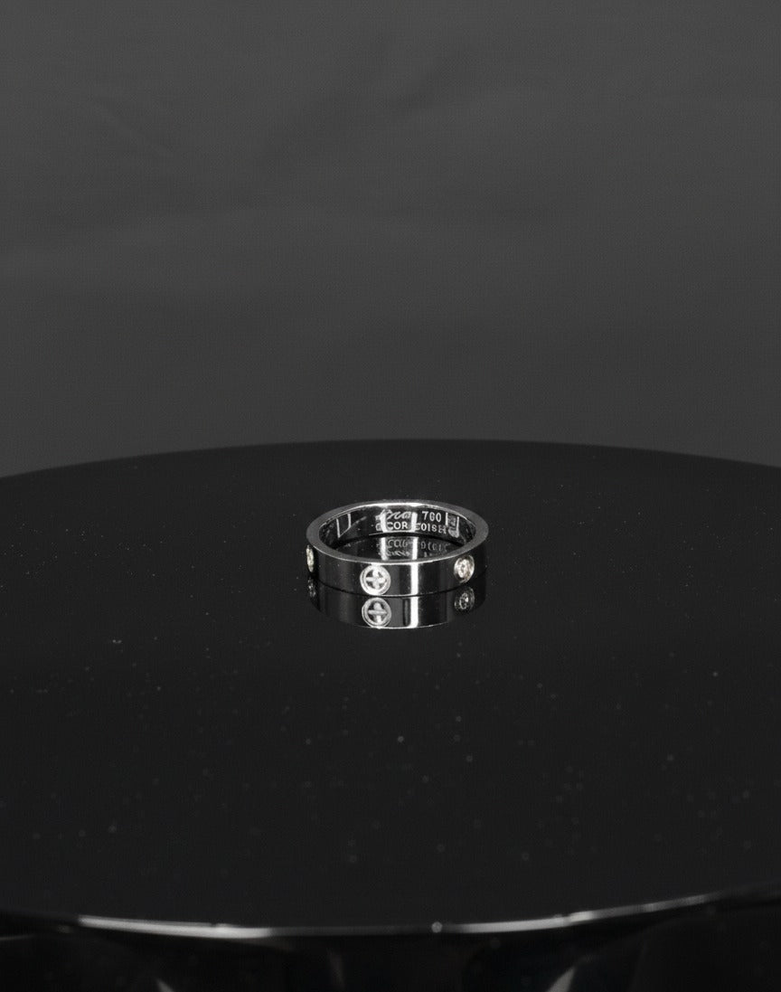 Titanium Rhinestone Round Minimalist Band Ring