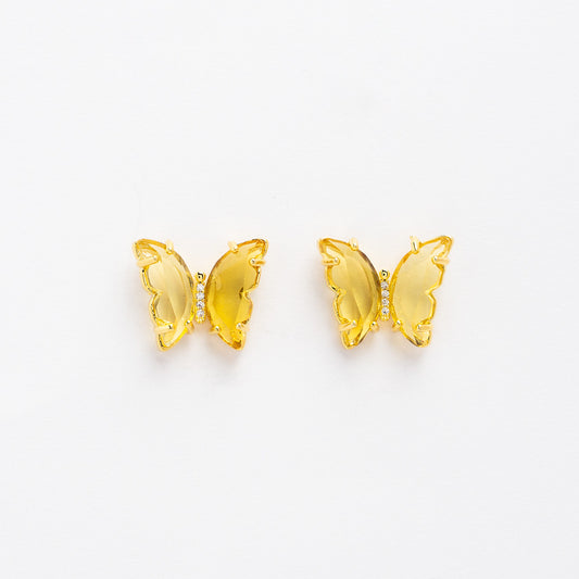 Yellow Luminous Butterfly S925 Gold Earring